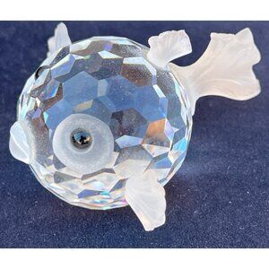 Swarovski Crystal Faceted Blow Fish Figurine 1988-89 Frosted Fins & Tail READ